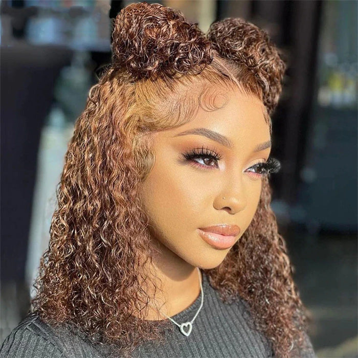 50% Off Highlight Piano Color P4/27 Jerry Curly 13x4 Full Frontal Wig Human Hair