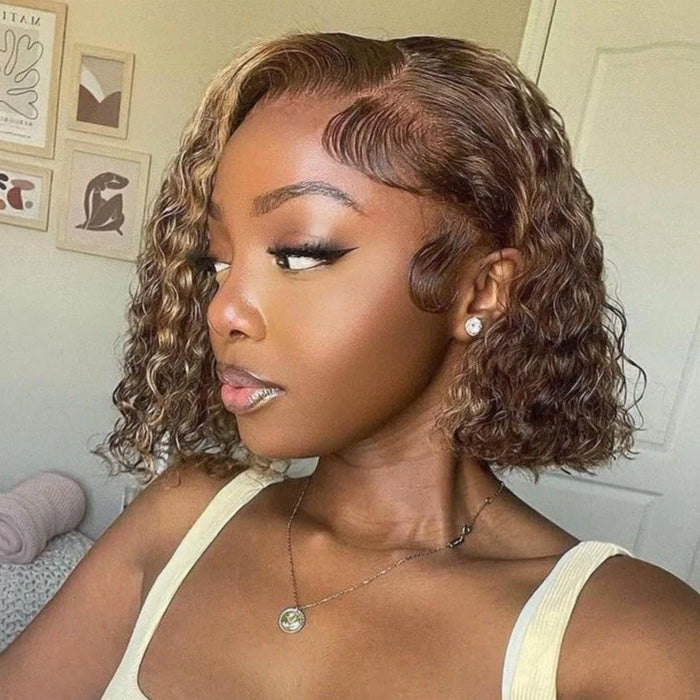 50% Off Highlight Piano Color P4/27 Jerry Curly 13x4 Full Frontal Wig Human Hair