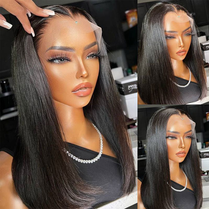 50% Off Straight 13x4 Lace Full Frontal Bob Wig Pre Plucke Human Hair