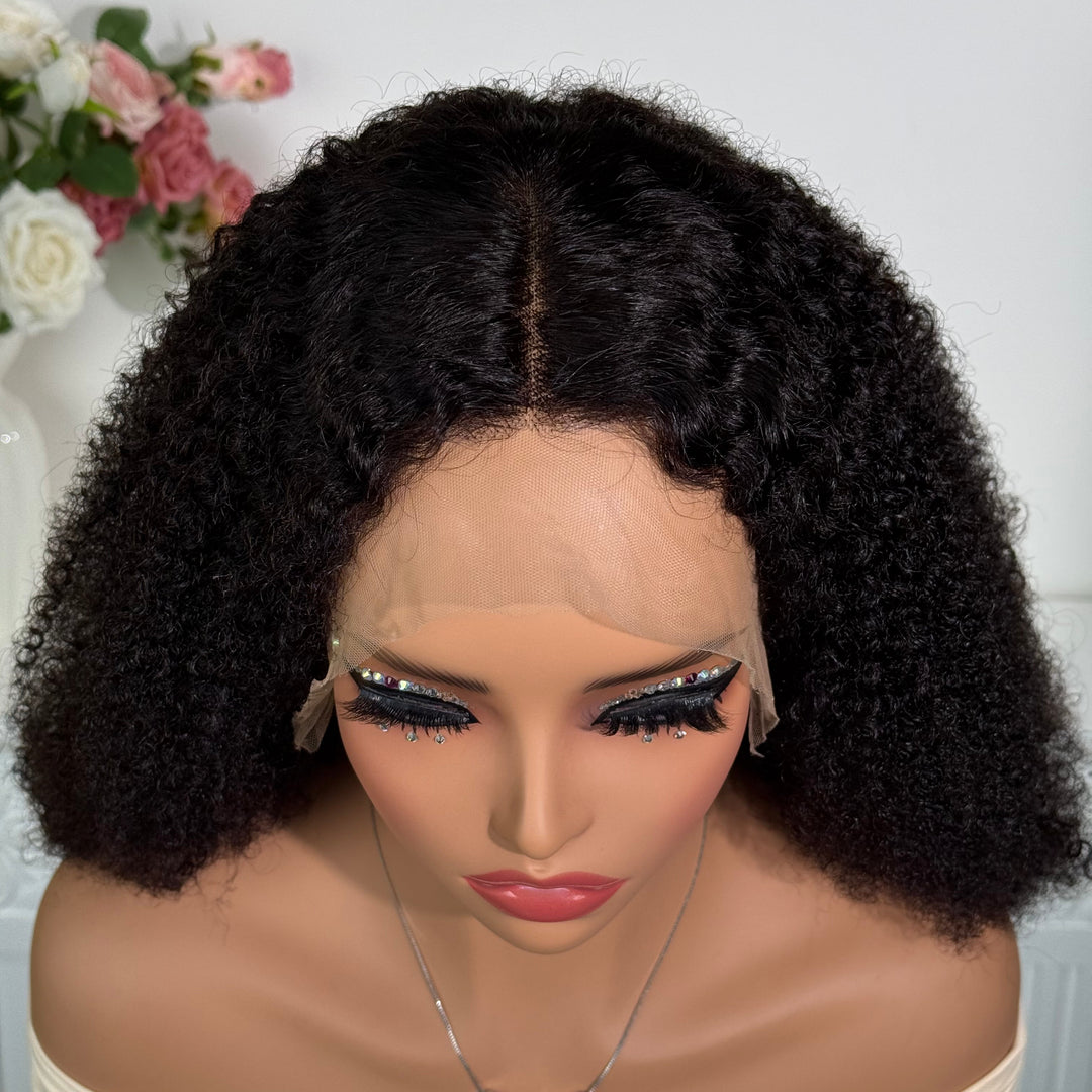 Anne Rose Afro Curls Bob 13X4 Full Frontal TP Lace Natural Black 250% Density Wig