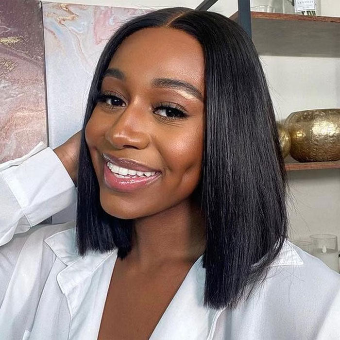 Double Drawn Gluless 4x4 Lace Closure Wig 250% Density Thick And Volume