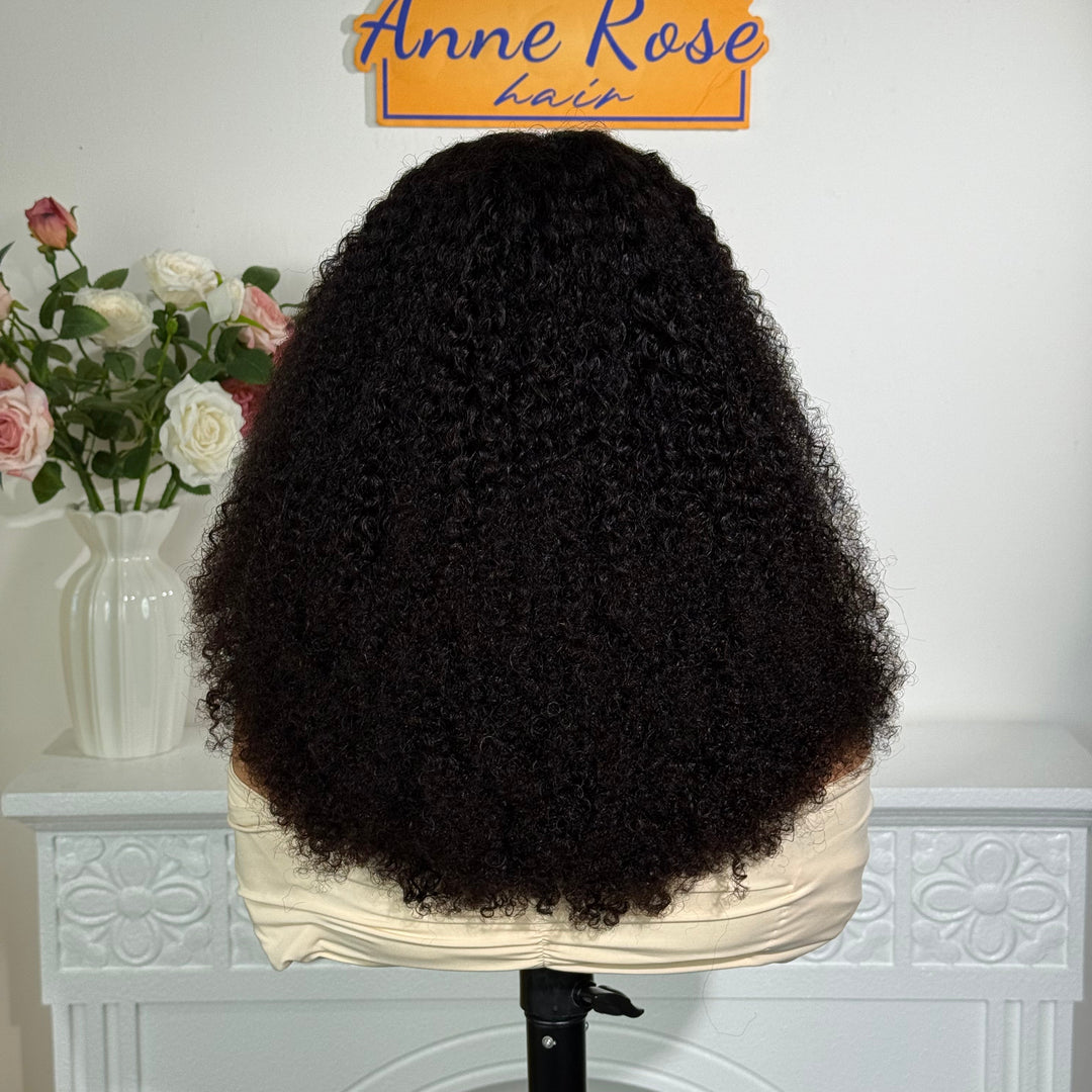 Anne Rose Afro Curls Bob 13X4 Full Frontal TP Lace Natural Black 250% Density Wig
