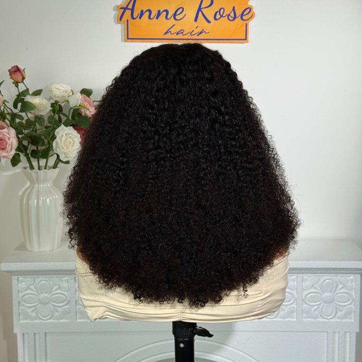 Anne Rose Afro Curls Bob 13X4 Full Frontal TP Lace Natural Black 250% Density Wig