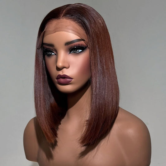 Double Drawn Color #4 Brown Color Frontal Wig