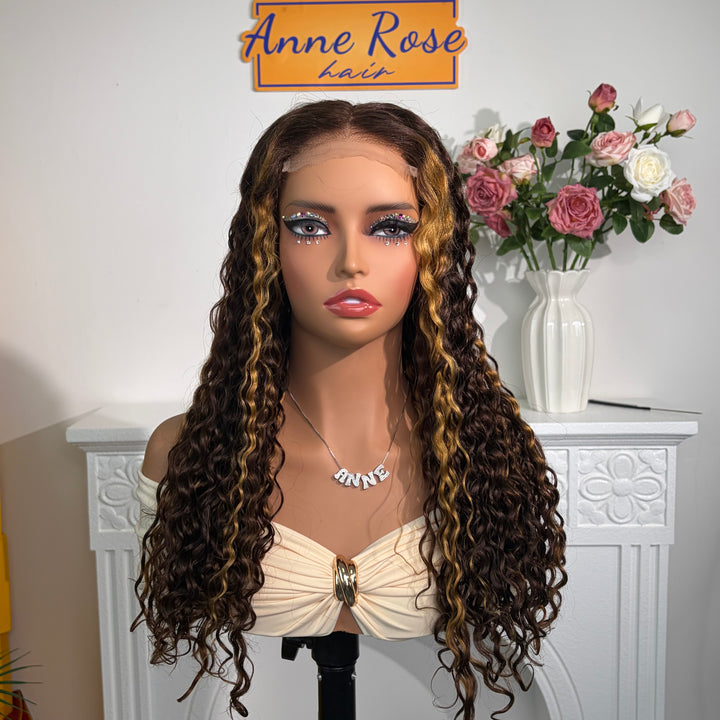 Peruvian Double Drawn Lace 4x4 Closure Bob Water Wave Wig 