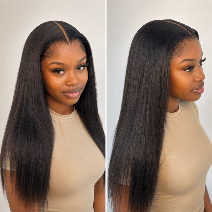 ANNE ROSE Hair Yaki Straight Glueless 360 Lace Human Hair Wig 250% Density