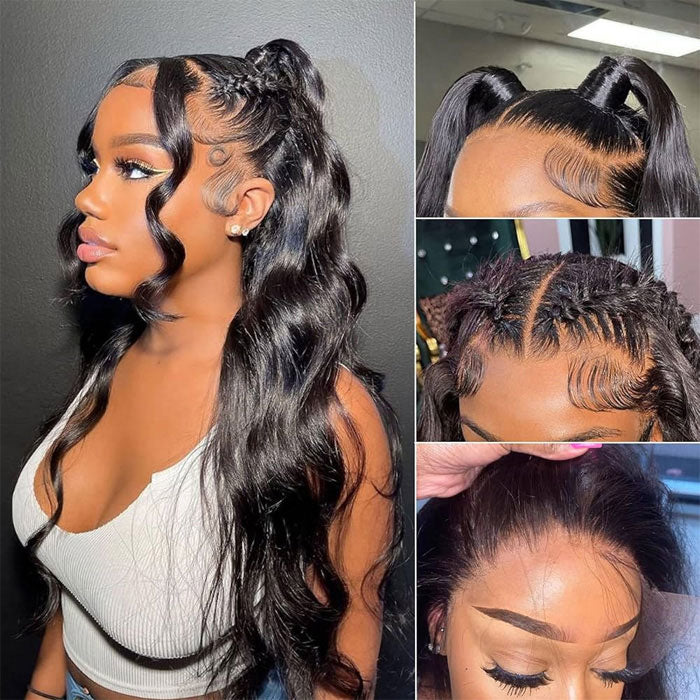 Anne Rose Body Wave 13x4 Full Frontal Lace Natural Color 180% Density Human Hair Wig