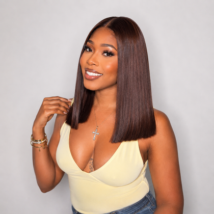 Anne Rose Chocolate Brown Vietnamese Hair Bob Wig – 10 Inch 5x5 Glueless Drawstring Cap