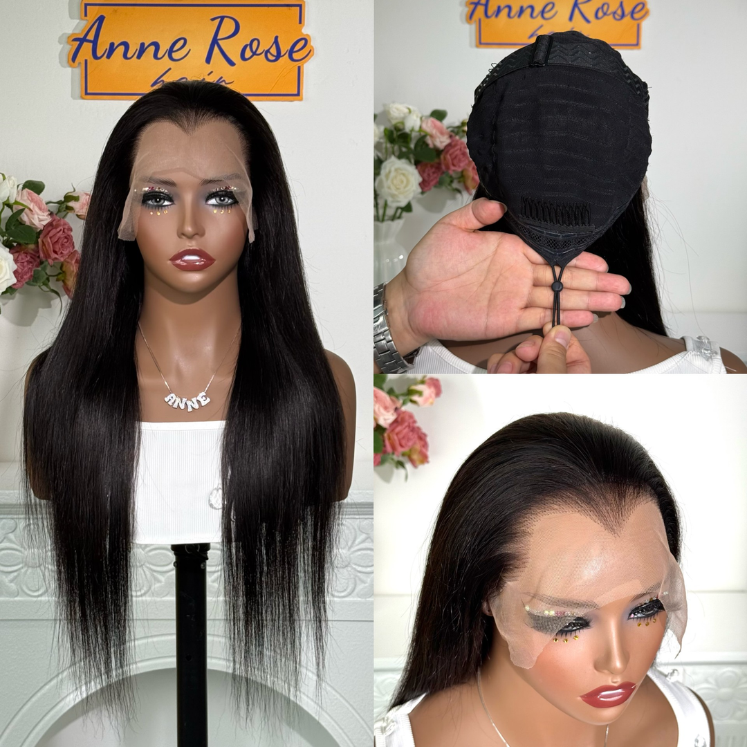 Anne Rose 13x4 Sheer Lace Frontal Wig – Natural Lagos Hairline Glueless Wig with Adjustable Drawstring