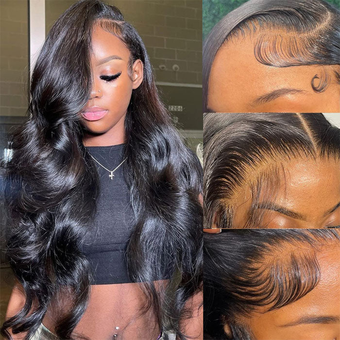 Anne Rose Body Wave 13x4 Full Frontal Lace Natural Color 180% Density Human Hair Wig