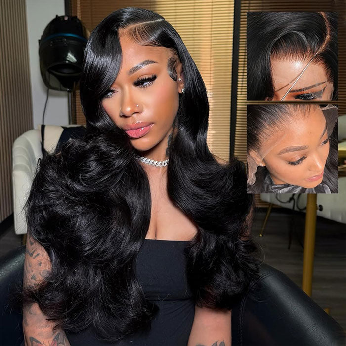 Anne Rose Body Wave 13x4 Full Frontal Lace Natural Color 180% Density Human Hair Wig