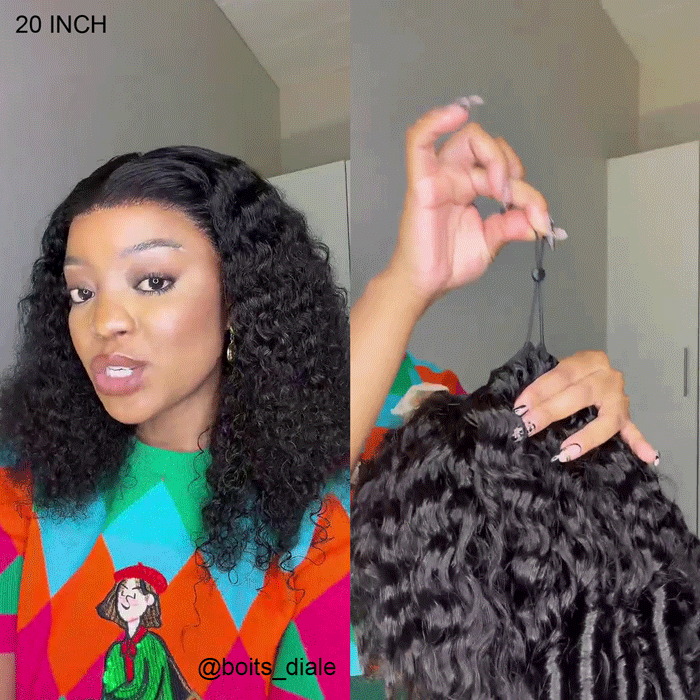 Boits Diale Recommended Burmese Curly Glueless 13x4 Full Frontal Wig with Drawstring Human Hair