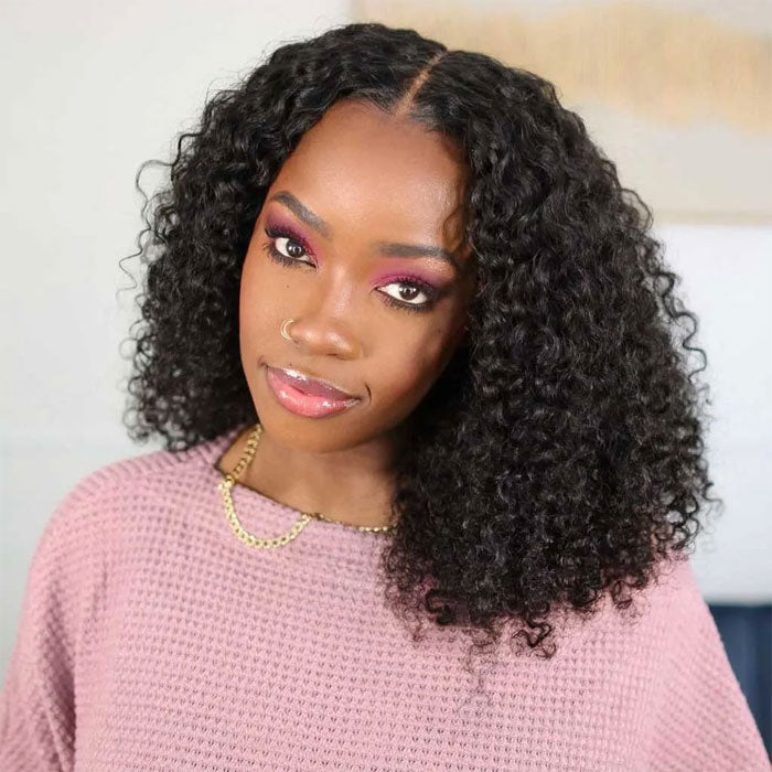 Double Drawn 13x4 Lace Frontal Bob Wig Pre Plucked Italian Curly Virgin Human Hair