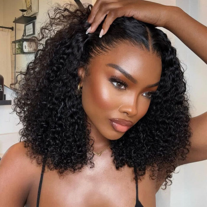 50% Off Flash Deal Double Drawn 13x4 Lace Frontal Bob Wig Italian Curly Human Hair