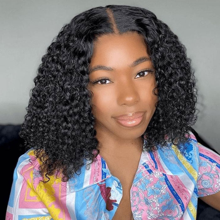 50% Off Flash Deal Double Drawn 13x4 Lace Frontal Bob Wig Italian Curly Human Hair