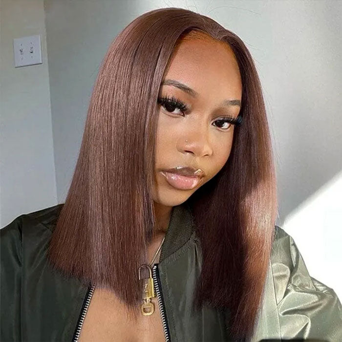 Anne Rose Double Drawn 4x4 Lace Closure Wig Glueless Straight Brown Color 