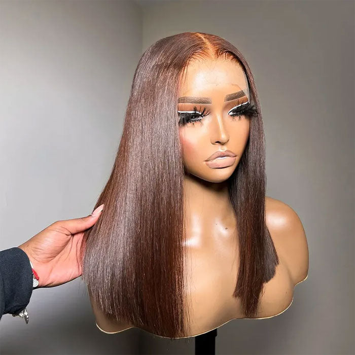 SPECIAL| Brown Color Glueless Full Frontal 13X4 Bob 150% Density Wig Color 