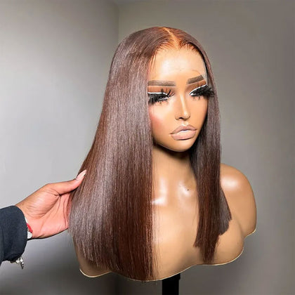 SPECIAL| Brown Color Glueless Full Frontal 13X4 Bob 150% Density Wig Color #4