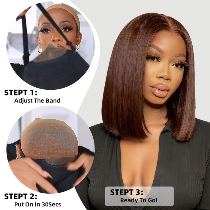 Anne Rose Double Drawn 4x4 Lace Closure Wig Glueless Straight Brown Color 