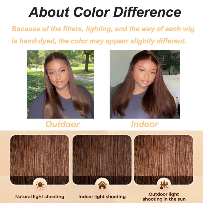 Anne Rose Double Drawn 4x4 Lace Closure Wig Glueless Straight Brown Color 