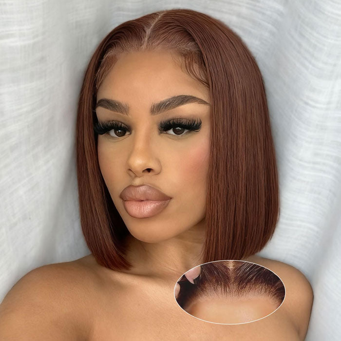 Anne Rose Double Drawn 4x4 Lace Closure Wig Glueless Straight Brown Color 