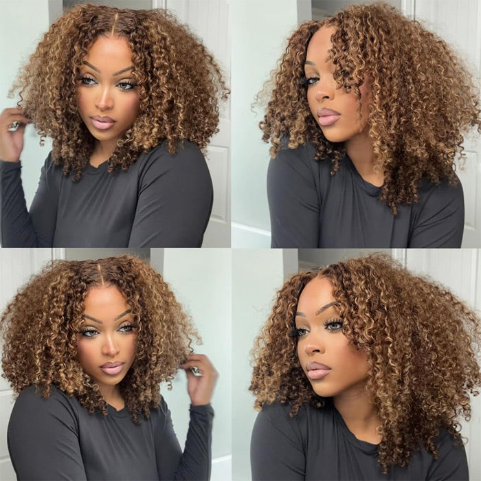 Combo Sale Highlight Curly Full Frontal Wig with Glueless 2x6 Lace Wig Human Hair