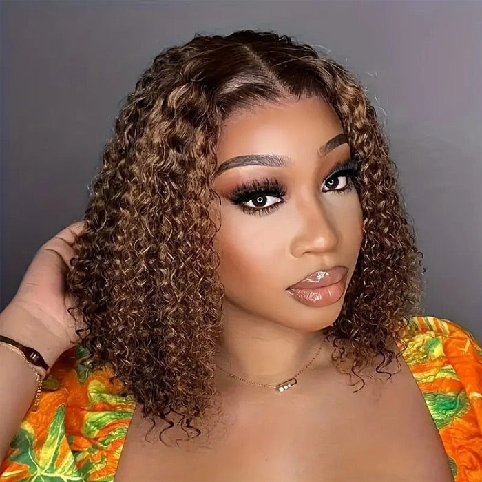 Combo Sale Highlight Curly Full Frontal Wig with Glueless 2x6 Lace Wig Human Hair
