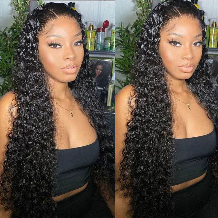 Anne Rose Water Wave 13x4 Full Frontal Transparent Lace Wig 100% Human Hair
