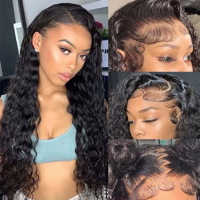 Anne Rose Water Wave 13x4 Full Frontal Transparent Lace Wig 100% Human Hair