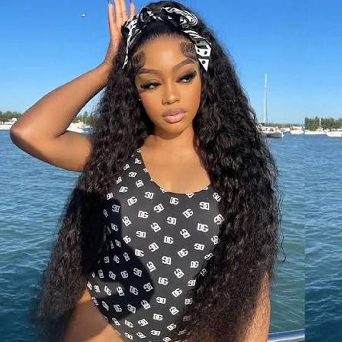 Anne Rose Water Wave 13x4 Full Frontal Transparent Lace Wig 100% Human Hair