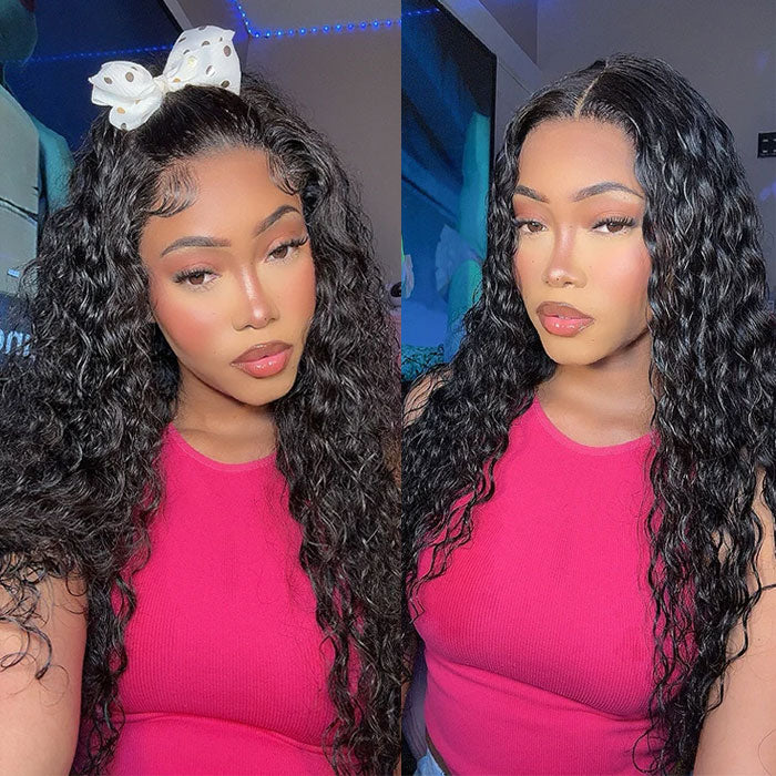 Anne Rose Water Wave 13x4 Full Frontal Transparent Lace Wig 100% Human Hair