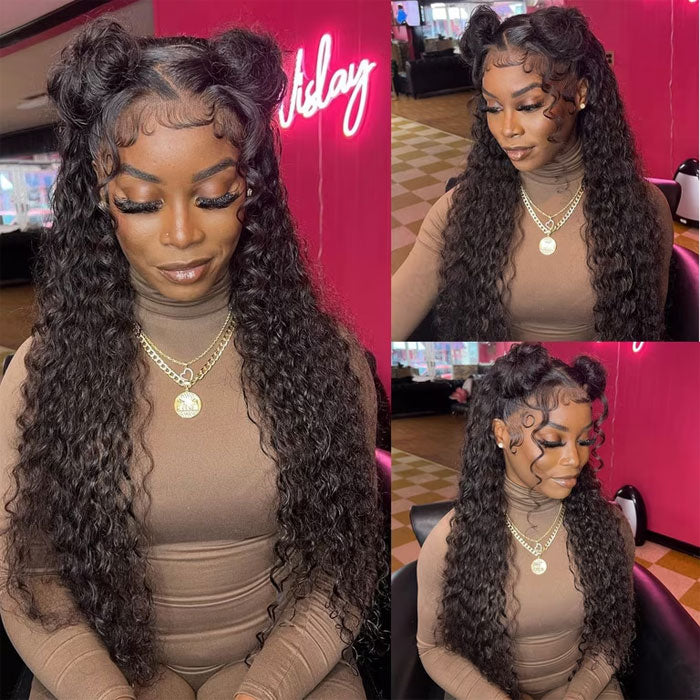 Anne Rose Water Wave 13x4 Full Frontal Transparent Lace Wig 100% Human Hair