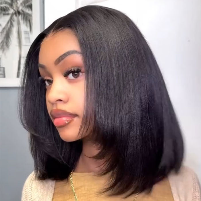 Black Friday Deal Layered Cut Short Bob 13x4 Full Frontal Wig Pre Plucked Human Hair