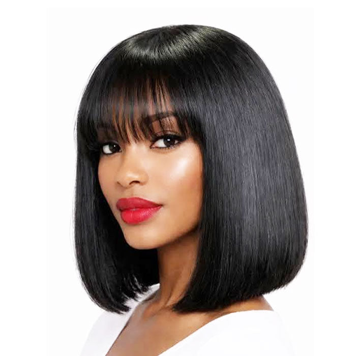 Black Friday Deal Silky Straight Fringe Bob Wig with Bangs Human Hair