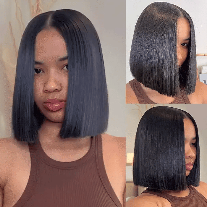 Bone Straight Bob Wig Pull &amp; Go Glueless 2×6 Lace Vietnamese Raw Human Hair Wig
