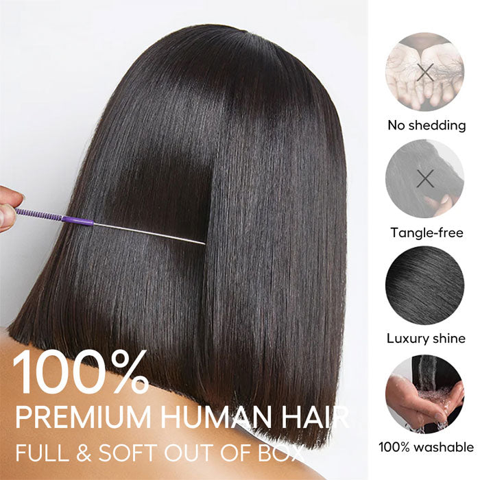 Bone Straight Bob Wig Pull &amp; Go Glueless 2×6 Lace Vietnamese Raw Human Hair Wig