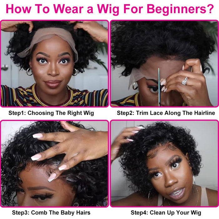 Brazilian Lace 13x4 Full Frontal Short Pixie Curls Wig