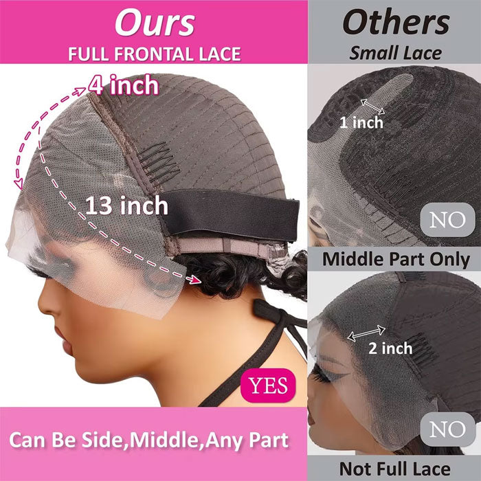 Brazilian Lace 13x4 Full Frontal Short Pixie Curls Wig