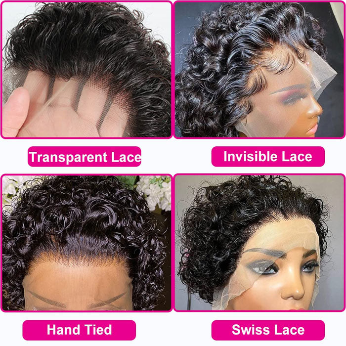 Brazilian Lace 13x4 Full Frontal Short Pixie Curls Wig