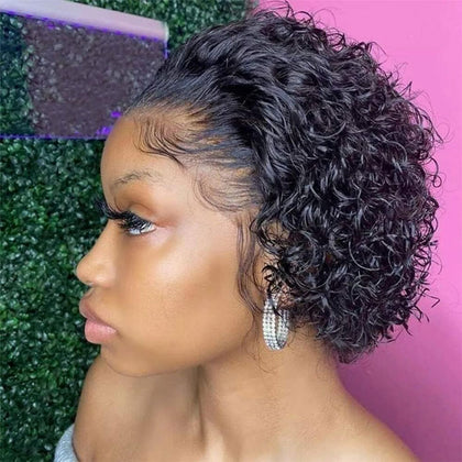 Brazilian Lace 13x4 Full Frontal Short Pixie Curls Wig