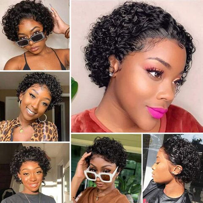 Brazilian Lace 13x4 Full Frontal Short Pixie Curls Wig
