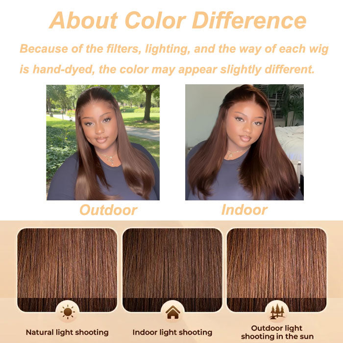 SPECIAL| Brown Color Glueless Full Frontal 13X4 Bob 150% Density Wig Color 
