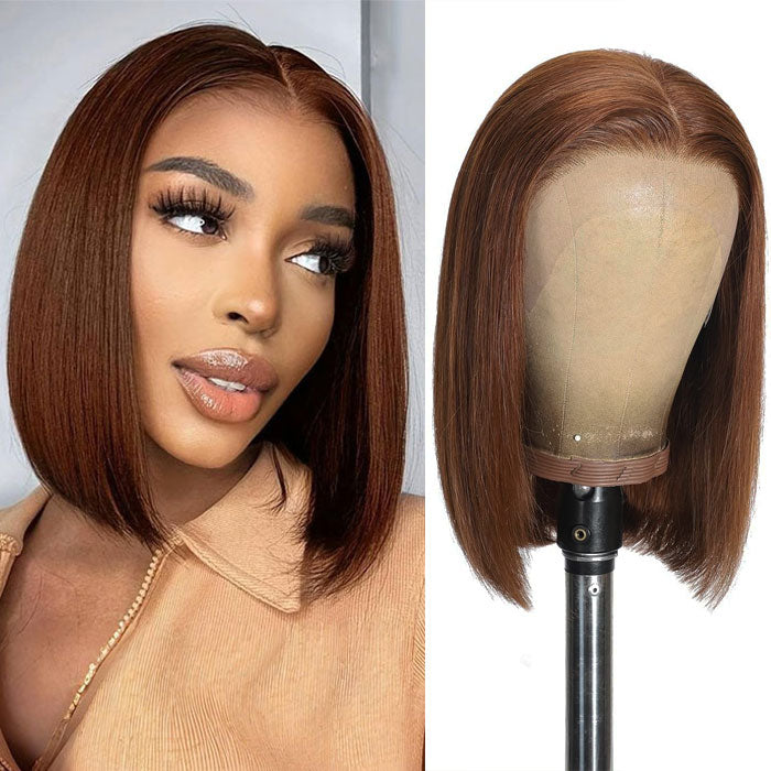 SPECIAL| Brown Color Glueless Full Frontal 13X4 Bob 150% Density Wig Color 