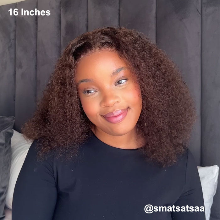 Chocolate Brown 13x4 Full Frontal Bob Jerry Curly 150% Density Wig Color 