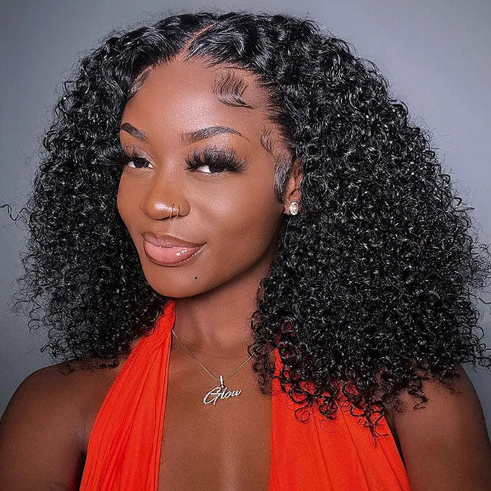 Clearance Sale Double Drawn Lace 13x4 Full Frontal Bob Jerry Curly Wig