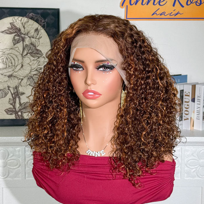 Clearance Sale Layed Pixie Curls Wig 13x4 Full Frontal Wig Piano Color P3/30 Human Hair