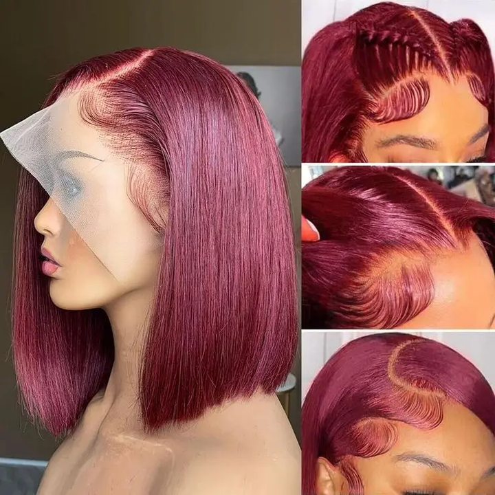 Double Drawn 13x4 Lace Full Frontal Bob Glueless Wigs 250% Density Human Hair