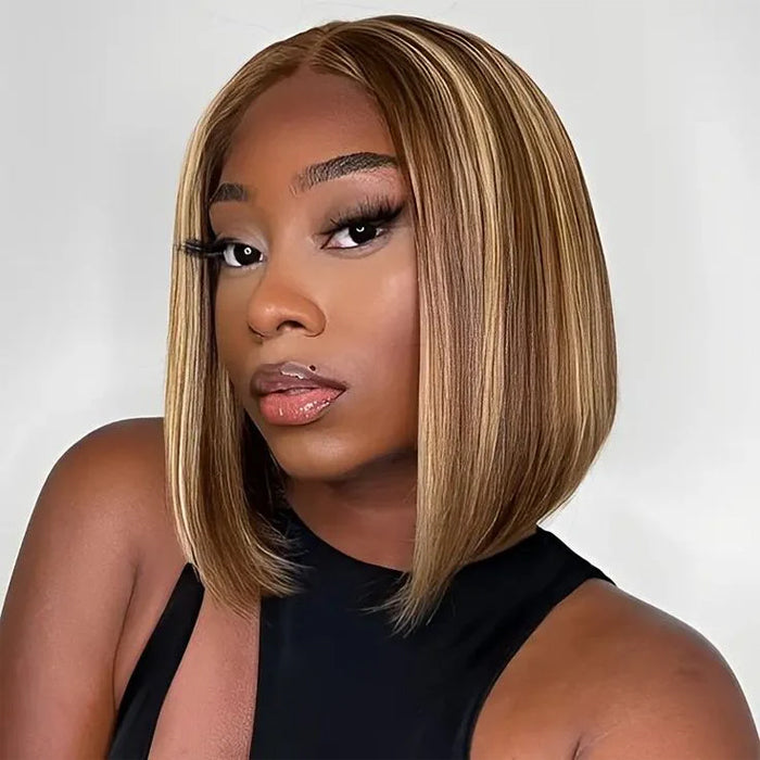 Double Drawn 13x4 Lace Full Frontal Bob Glueless Wigs 250% Density Human Hair