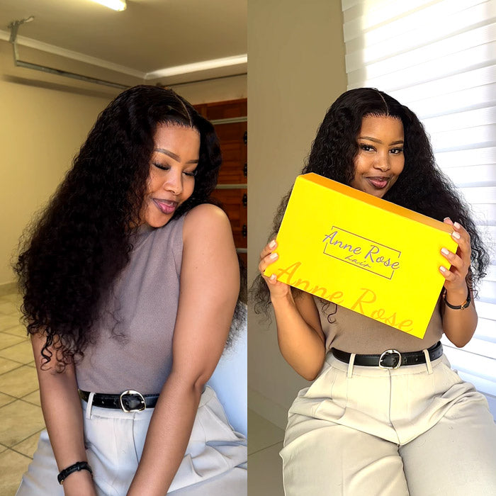 Bokamoso Pick Double Drawn 13x4 Lace Full Frontal Bob Wig Water Wave