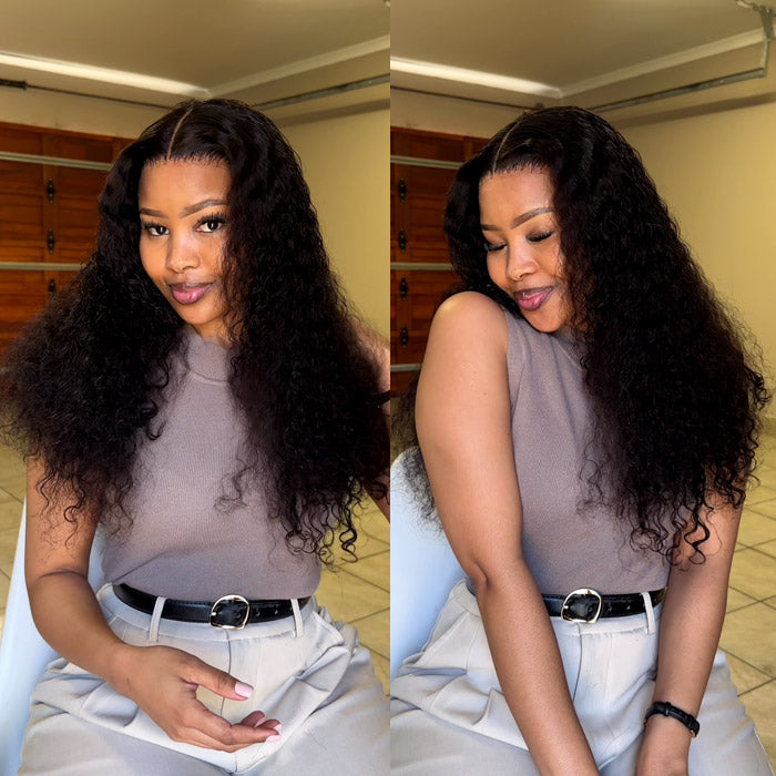Bokamoso Pick Double Drawn 13x4 Lace Full Frontal Bob Wig Water Wave